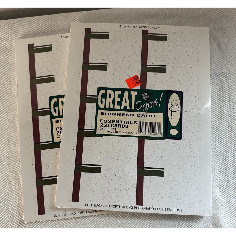 Great Papers Business Cards For Most Laser/Inkjet Printers - 250 Count (2 Packs)